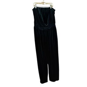 Urban Outfitters Green Velvet Sleeveless Jumpsuit Women’s Size Large